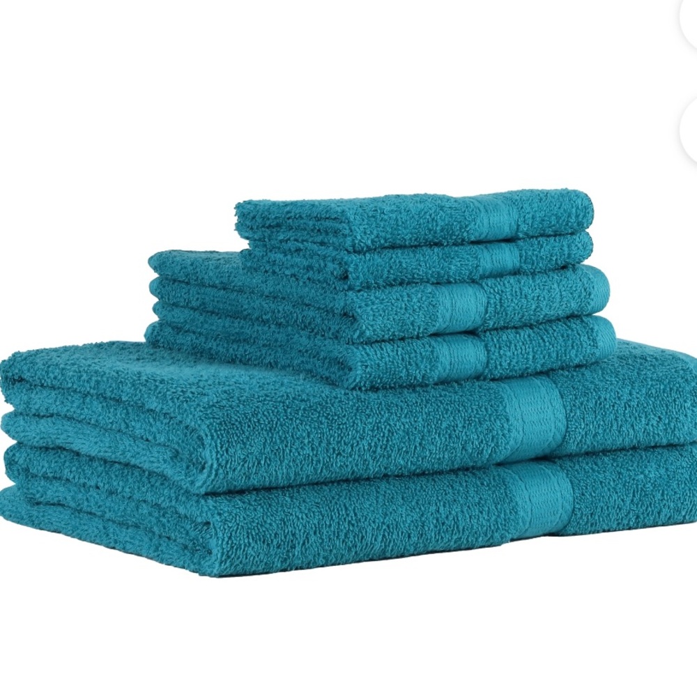 Mainstays 6-Piece Bath Towel Set - Turquoise *NWT*